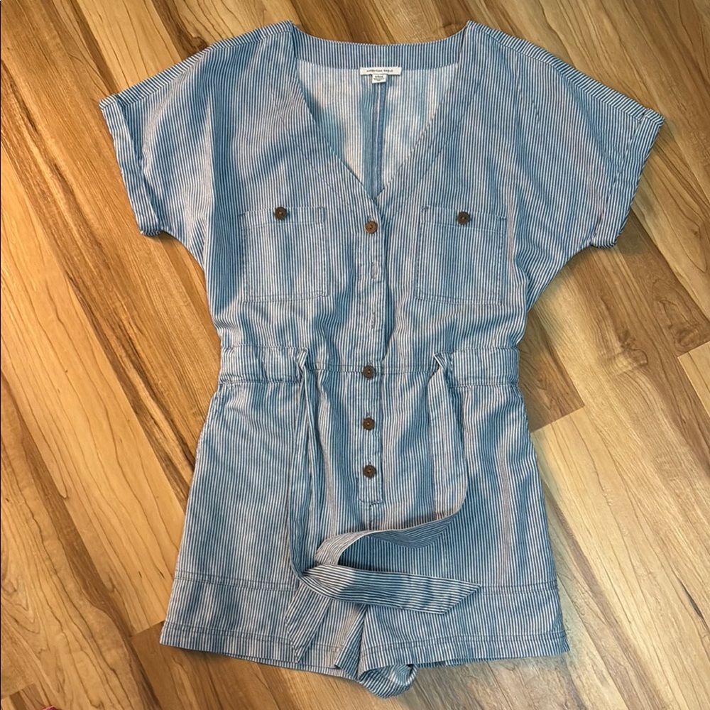American Eagle Outfitters Blue Striped Romper